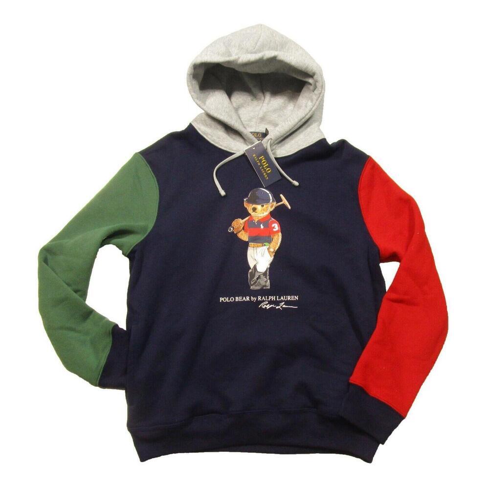 Polo Ralph Lauren Big &Tall Men's Navy Polo Bear Colorblock Pullover Hoodie XLT - Picture 1 of 2